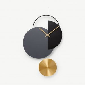 Levvy Pendulum Clock, Brass & Black (MADE)