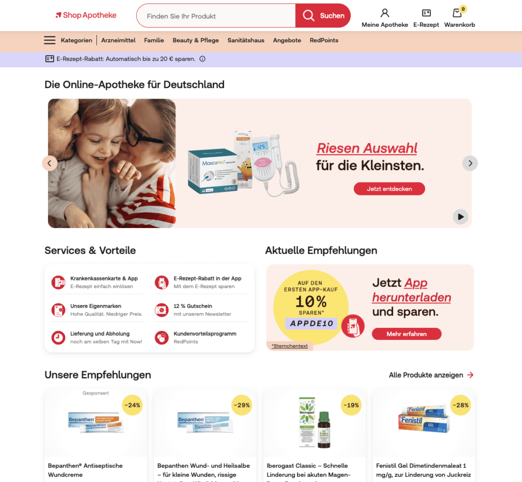 Sản phẩm đa dạng trên Shop Apotheke (DE) - Nhan Logistics